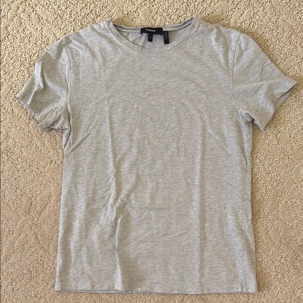 Theory Heather Green Short Sleeve Tee Essential Crew Neck